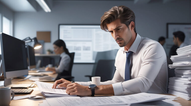 Pessoa exausta com sinais de burnout e depressão.