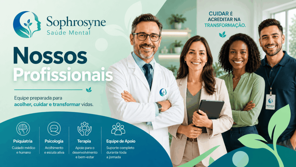 Equipe da Clínica Sophrosyne Saúde Mental em atendimento humanizado