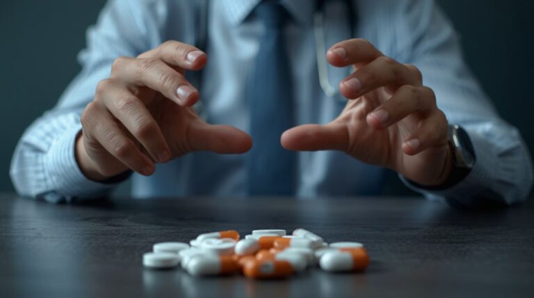 Paciente conversando com psiquiatra sobre medicamentos
